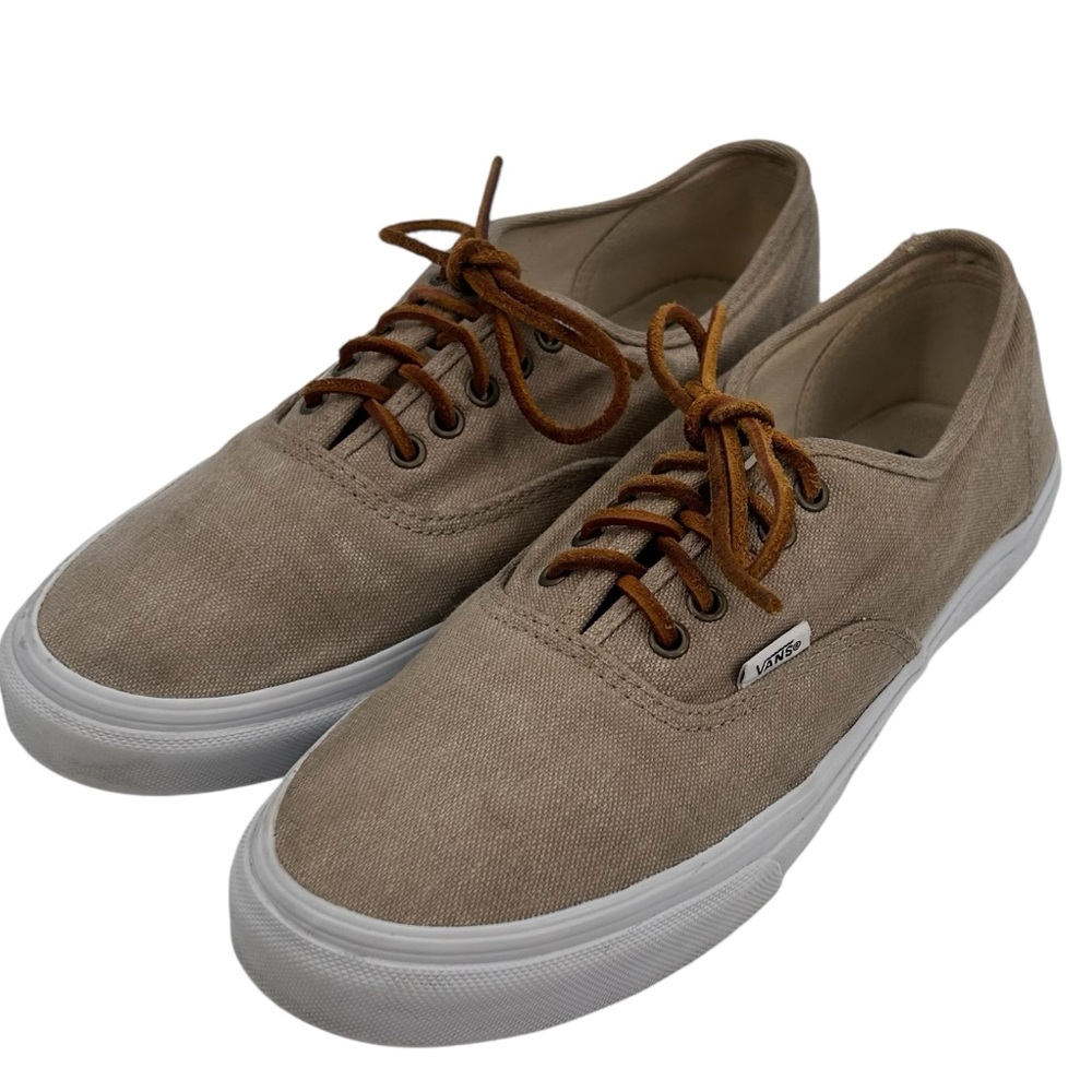 Vans authentic slim washed burlap tan lace up classic sneaker men’s size 8.5